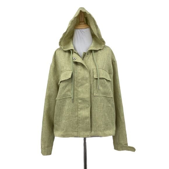 Avec Les Filles Jacket Women L Large Artichoke Zip Up Lightweight Utility Pocket - Picture 1 of 12